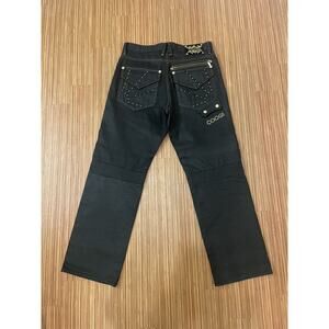 COOGI Australia Men's Black/ Gold Jeans 34x34 Bling Embroidery Pockets Studded